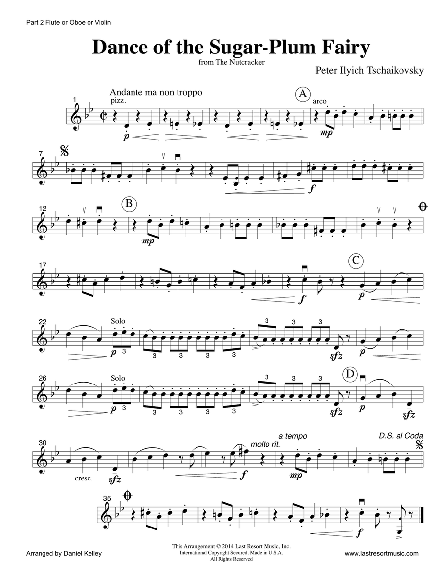 Dance of the Sugar Plum Fairy from The Nutcracker for Woodwind Trio (Flute, Oboe, Clarinet) Small Ensemble scores gallery preview page 5