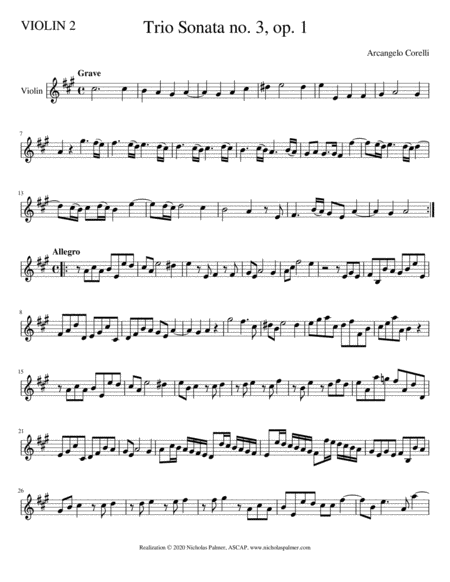 Trio Sonata in A major (no. 3, op. 1) - Arcangelo Corelli