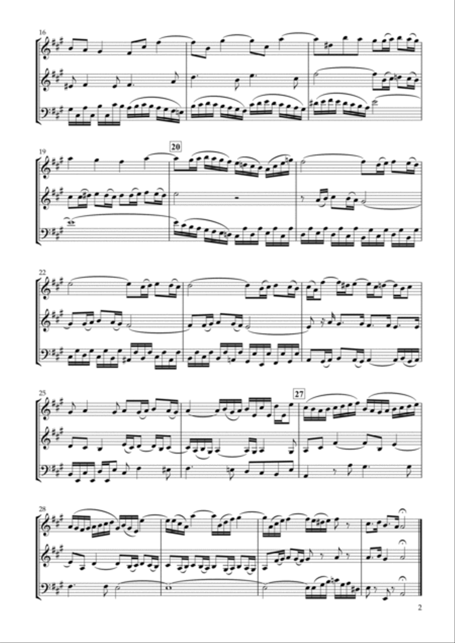 Sinfonia No.12 BWV.798 for Two Violins & Violoncello String Duet scores gallery preview page 2