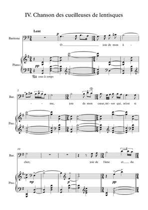 Book cover for Cinq mélodies populaires grecques no. 4 Chanson des cueilleuses de lentisques, G major, medium voice