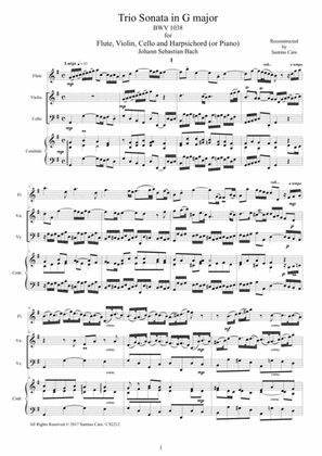 Bach - Trio Sonata in G major BWV 1038 for Flute, Violin, Cello and Harpsichord (or Piano)