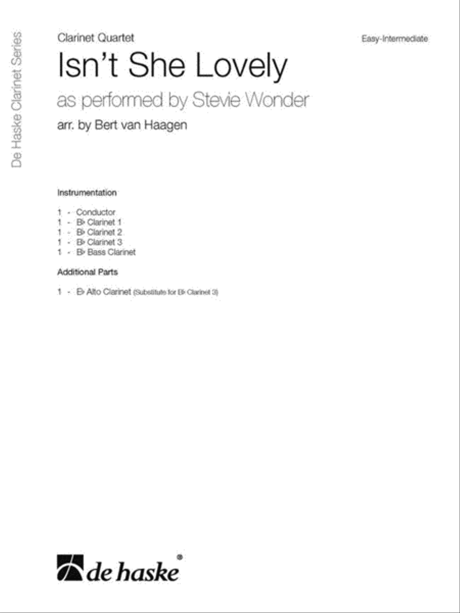Isn't She Lovely Clarinet Quartet scores gallery preview page 2