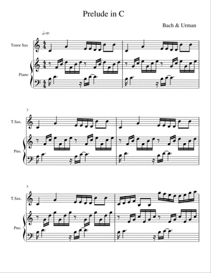 Prelude in C Tenor Saxophone scores gallery preview page 1