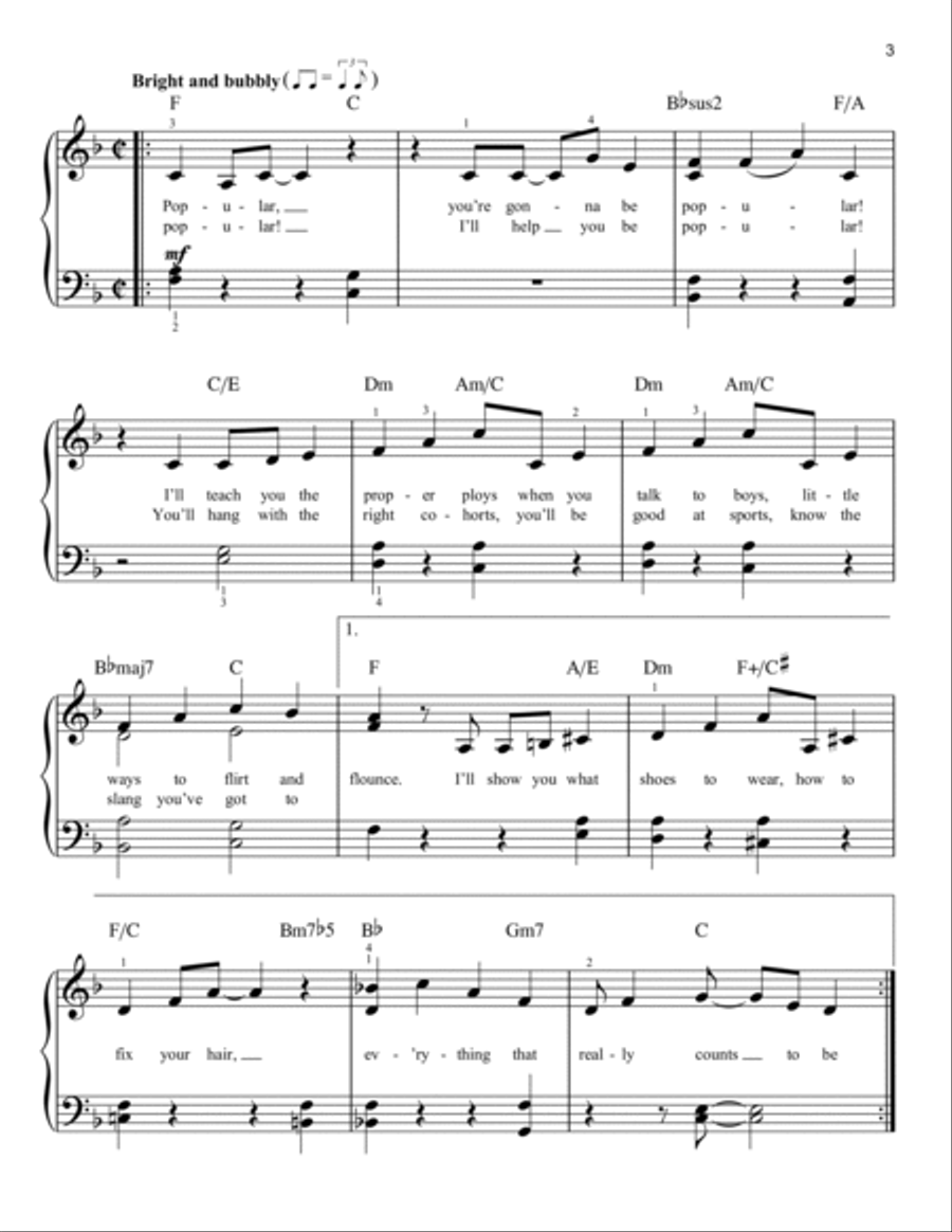 Popular (from Wicked) Easy Piano scores gallery preview page 3