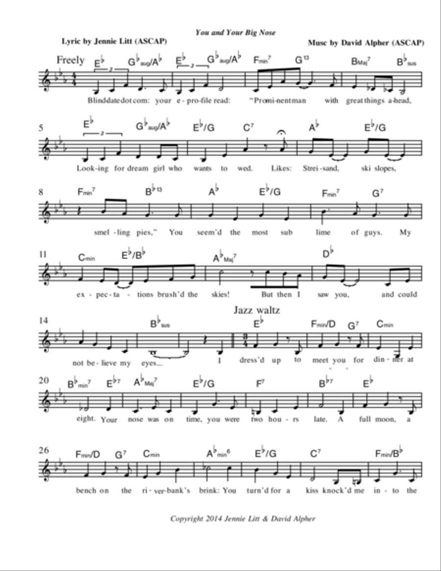 You And Your Big Nose Piano, Vocal, Guitar scores gallery preview page 1
