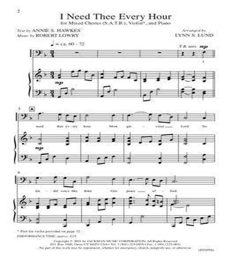 I Need Thee Every Hour - SATB - Lund 4-Part scores gallery preview page 2