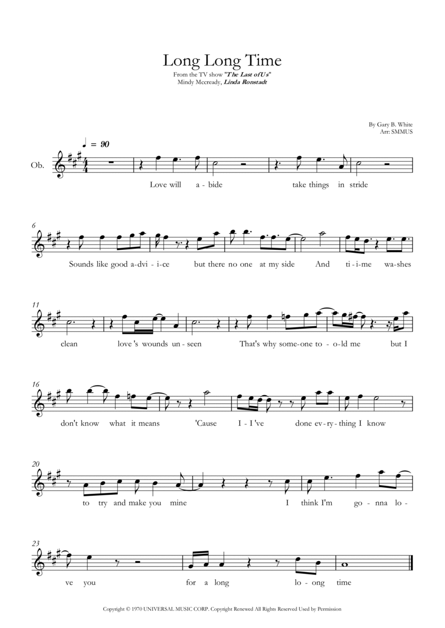 Long Long Time Oboe Solo scores gallery preview page 1