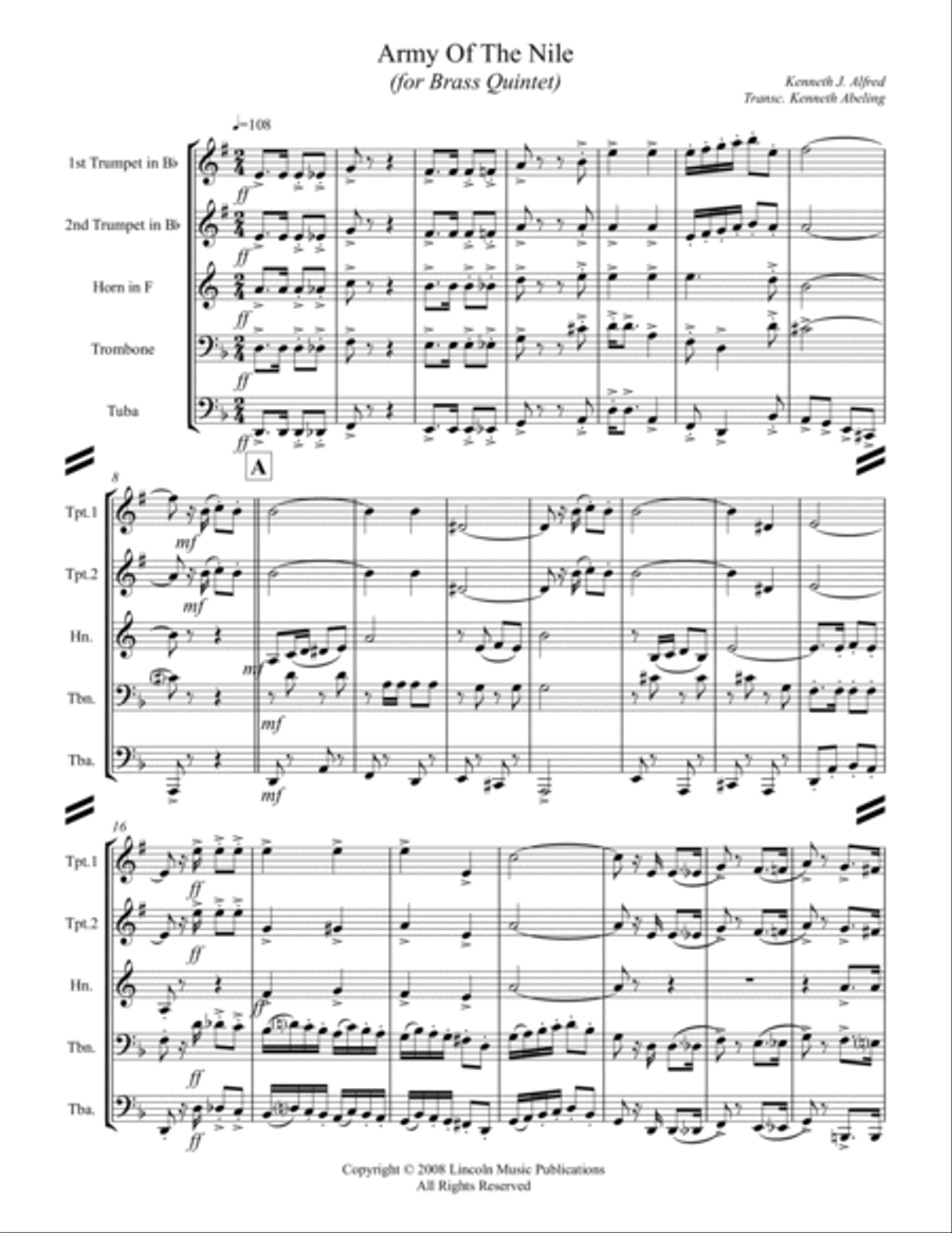 March - Army of the Nile (for Brass Quintet) image number null