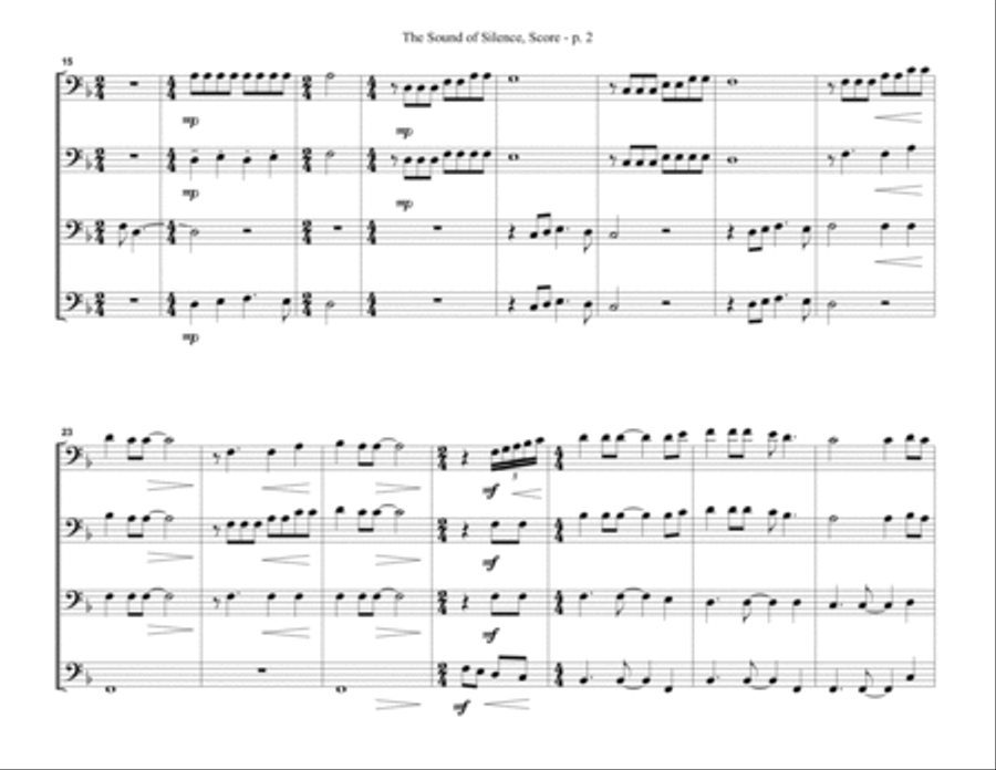 The Sound Of Silence for trombone quartet or choir Choir scores gallery preview page 3