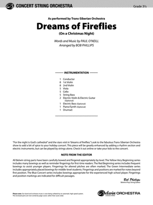 Book cover for Dreams of Fireflies: Score