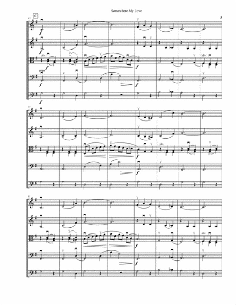 Somewhere, My Love String Orchestra scores gallery preview page 5