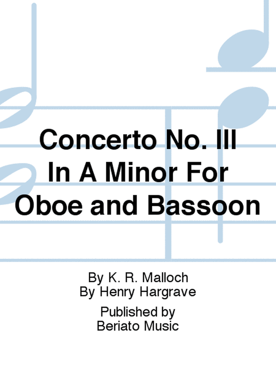 Concerto No. III In A Minor For Oboe and Bassoon