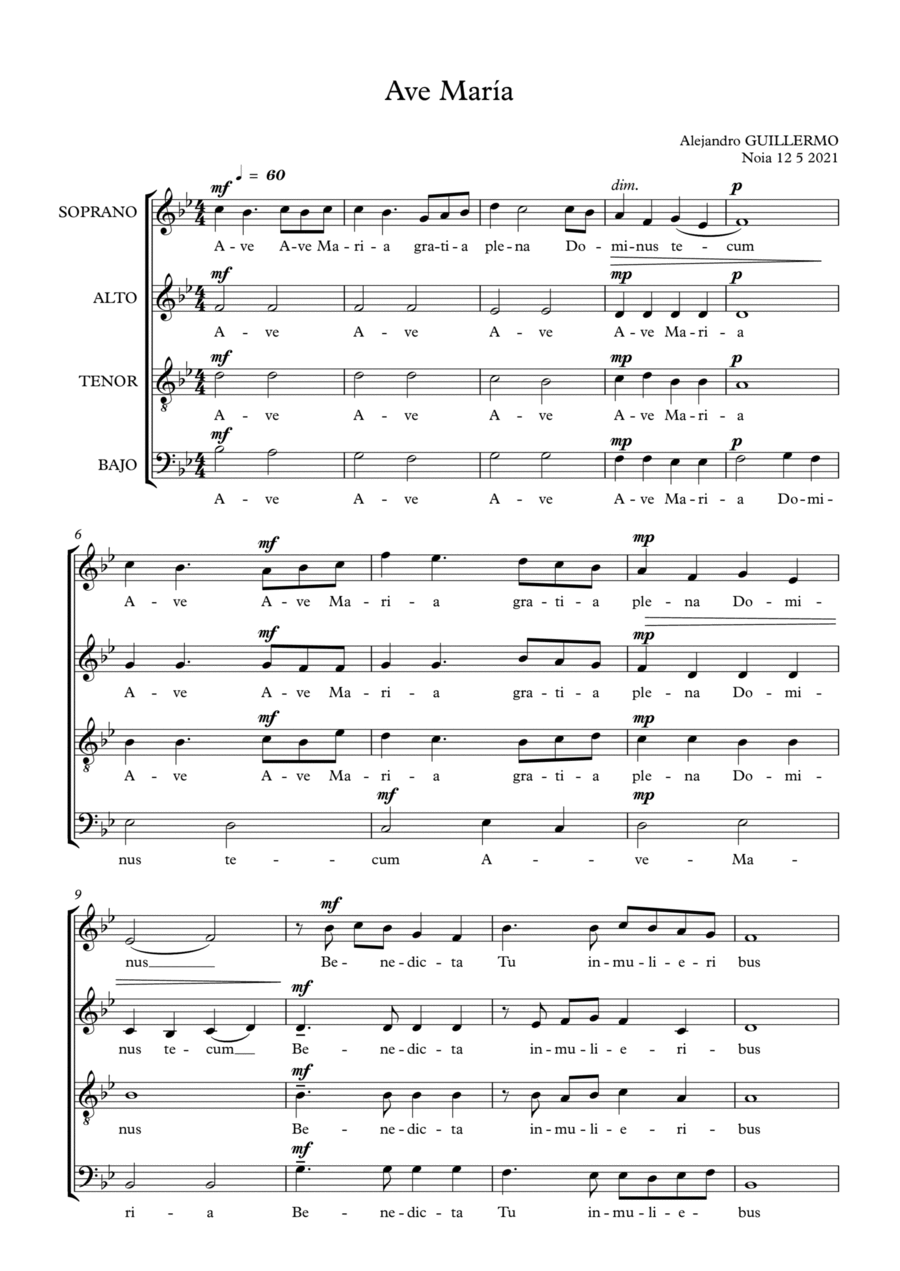 Ave María 4-Part scores gallery preview page 1