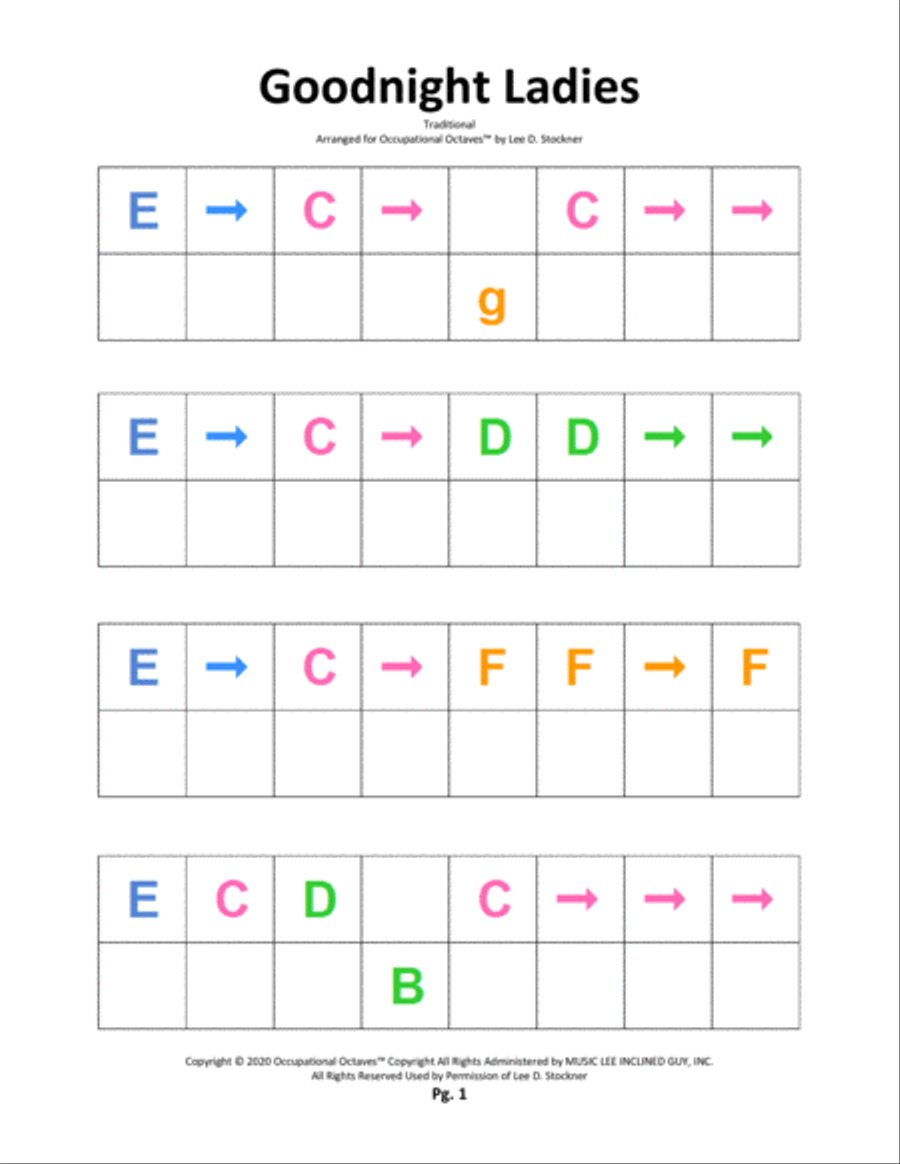Occupational Octaves Piano™ Supplement 1.1C (Hickory Dickory Dock and Oh, Susanna) Piano Solo scores gallery preview page 3
