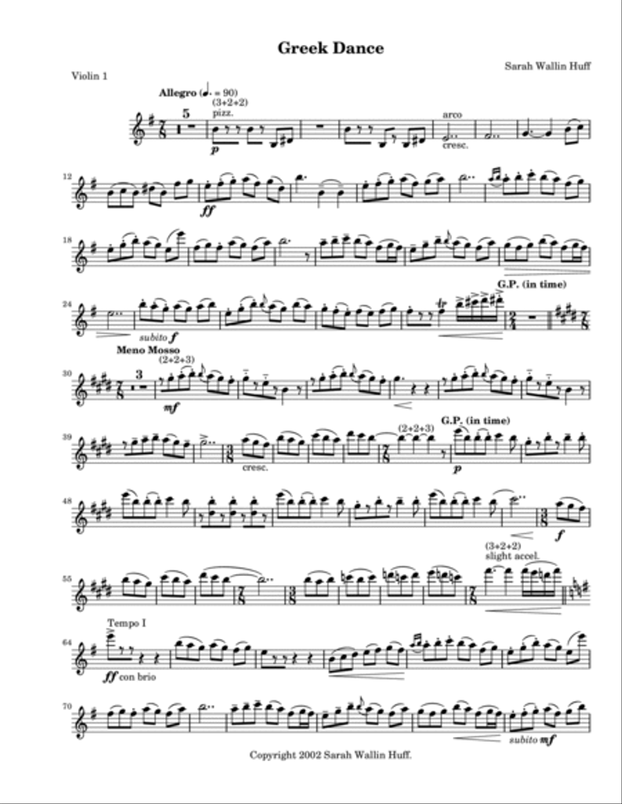 Greek Dance (String Quartet) String Quartet scores gallery preview page 6