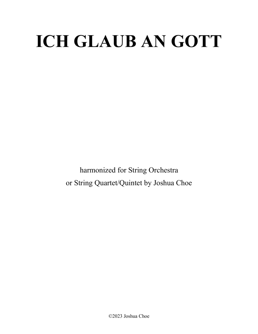Ich Glaub an Gott String Quintet scores gallery preview page 1
