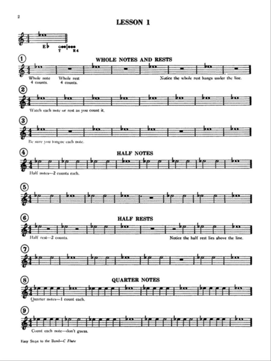 Easy Steps to the Band (C Flute) Concert Band Methods scores gallery preview page 3