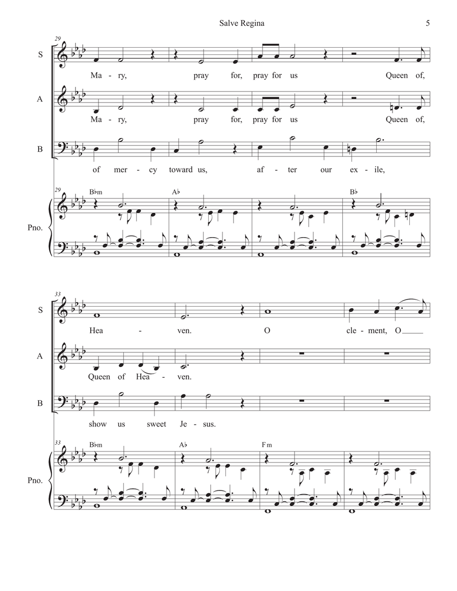 Salve Regina in A-flat (Vocal Trio - (SAB) 3-Part scores gallery preview page 5
