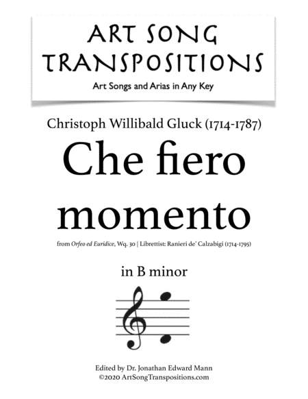 GLUCK: Che fiero momento (transposed to B minor)