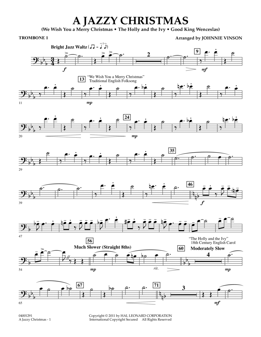 A Jazzy Christmas - Trombone 1 Concert Band scores gallery preview page 1
