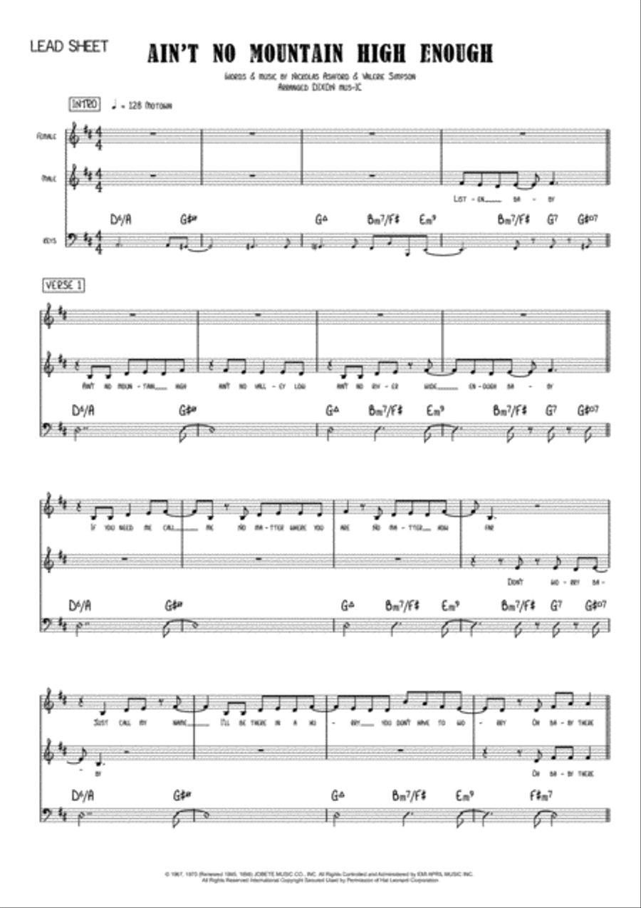 Ain't No Mountain High Enough Voice scores gallery preview page 1
