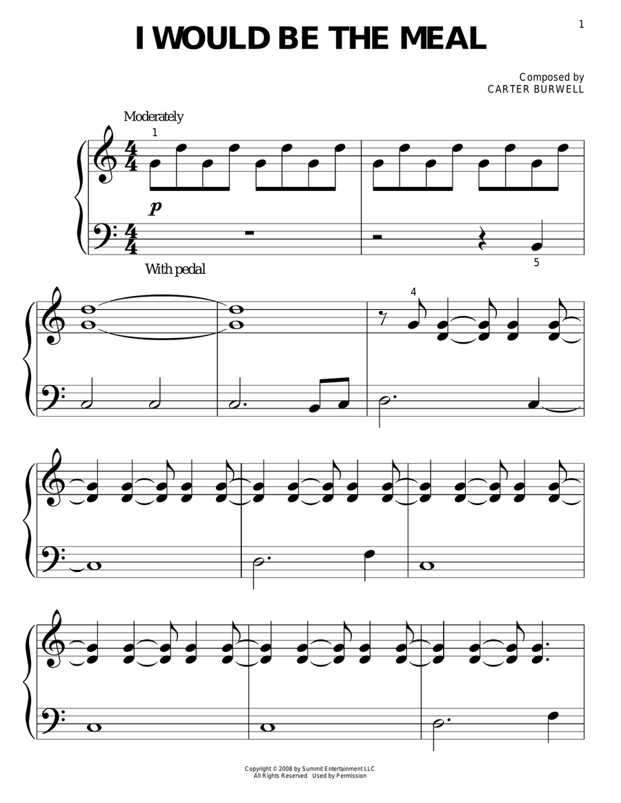 I Would Be The Meal Easy Piano scores gallery preview page 1