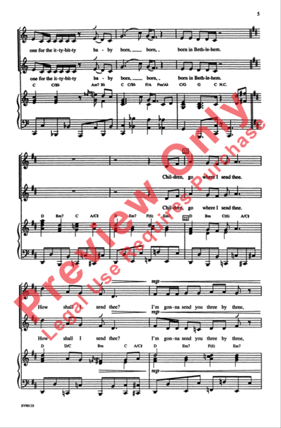Children, Go Where I Send Thee 2-Part scores gallery preview page 4