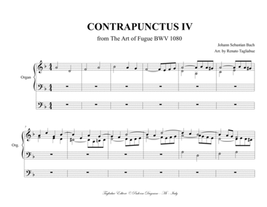 CONTRAPUNCTUS IV from The Art of Fugue BWV 1080 - Arr. for Organ 3 staff image number null