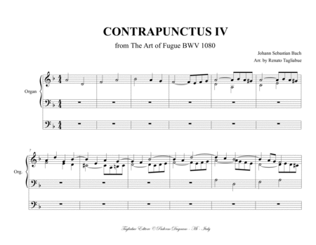 CONTRAPUNCTUS IV from The Art of Fugue BWV 1080 - Arr. for Organ 3 staff image number null