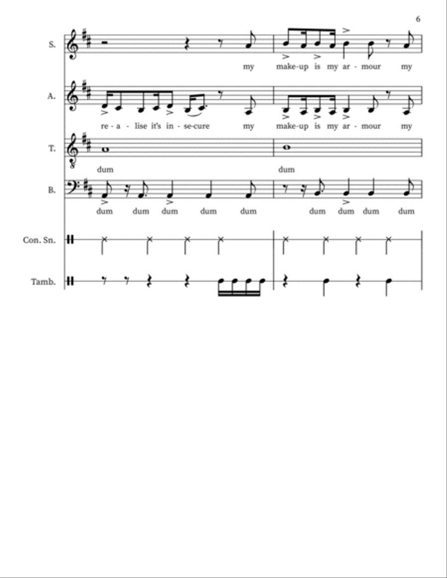 Make-up (ira' Radio Mix) 4-Part scores gallery preview page 6