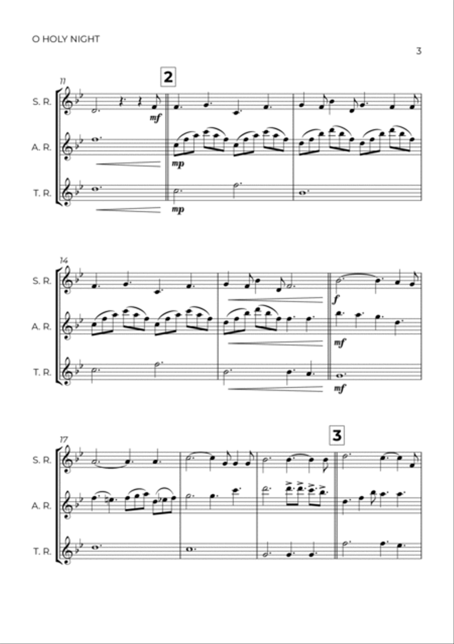 O Holy Night Soprano Recorder scores gallery preview page 3