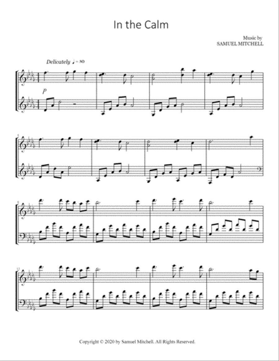 In the Calm In the Calm Piano Solo scores gallery preview page 1