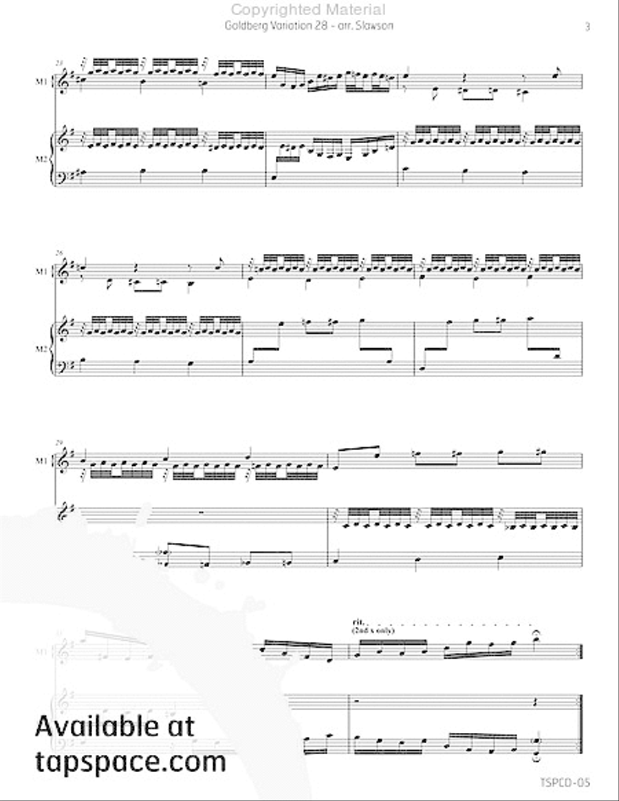 Goldberg Variation 28 Marimba scores gallery preview page 6