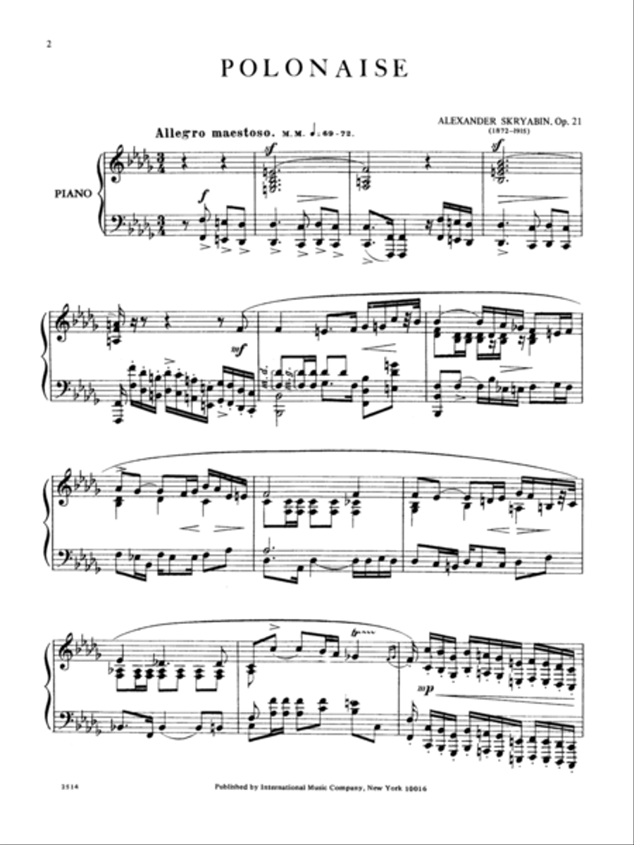 Polonaise, Opus 21 Polonaise, Opus 21 Piano Solo scores gallery preview page 2