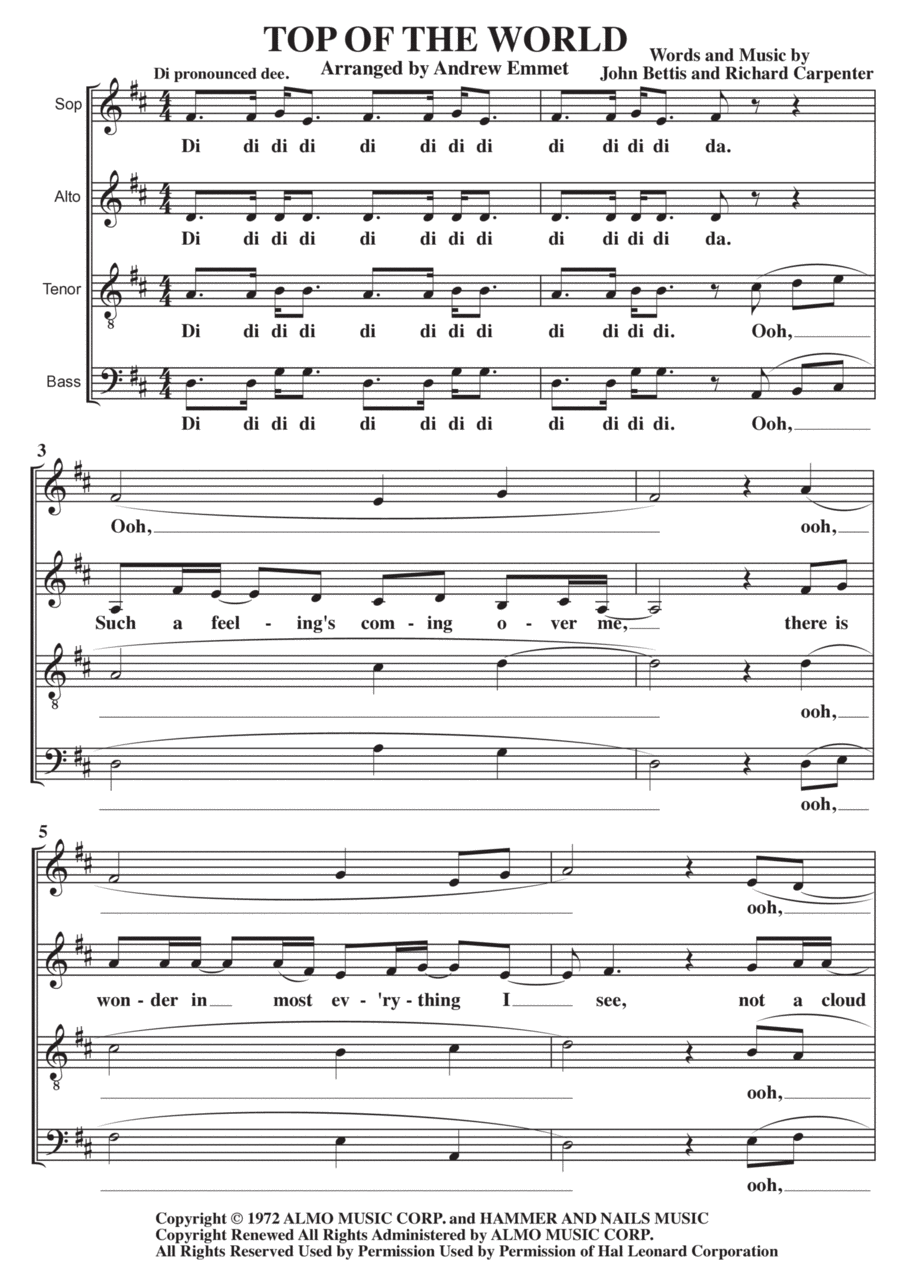 Top Of The World 4-Part scores gallery preview page 1