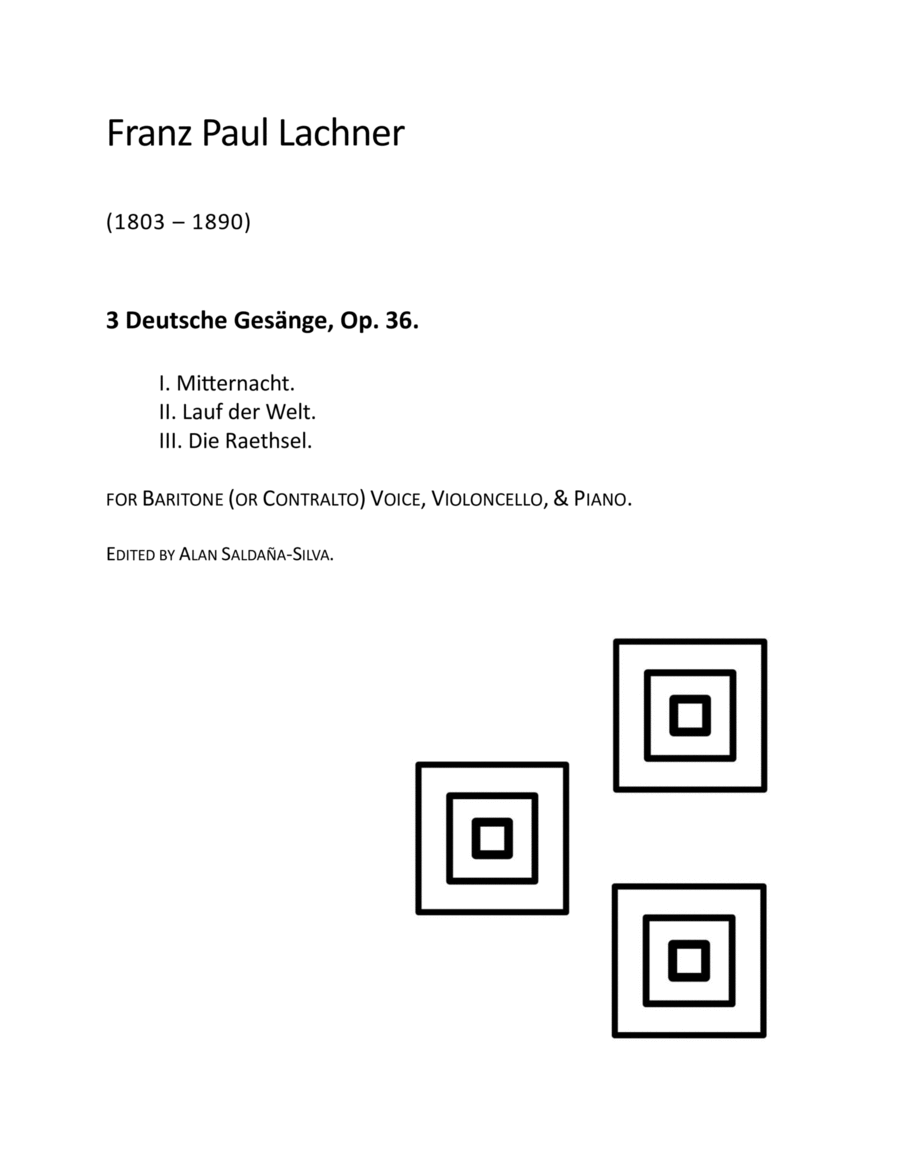 Book cover for 3 Deutsche Gesänge, Op. 36