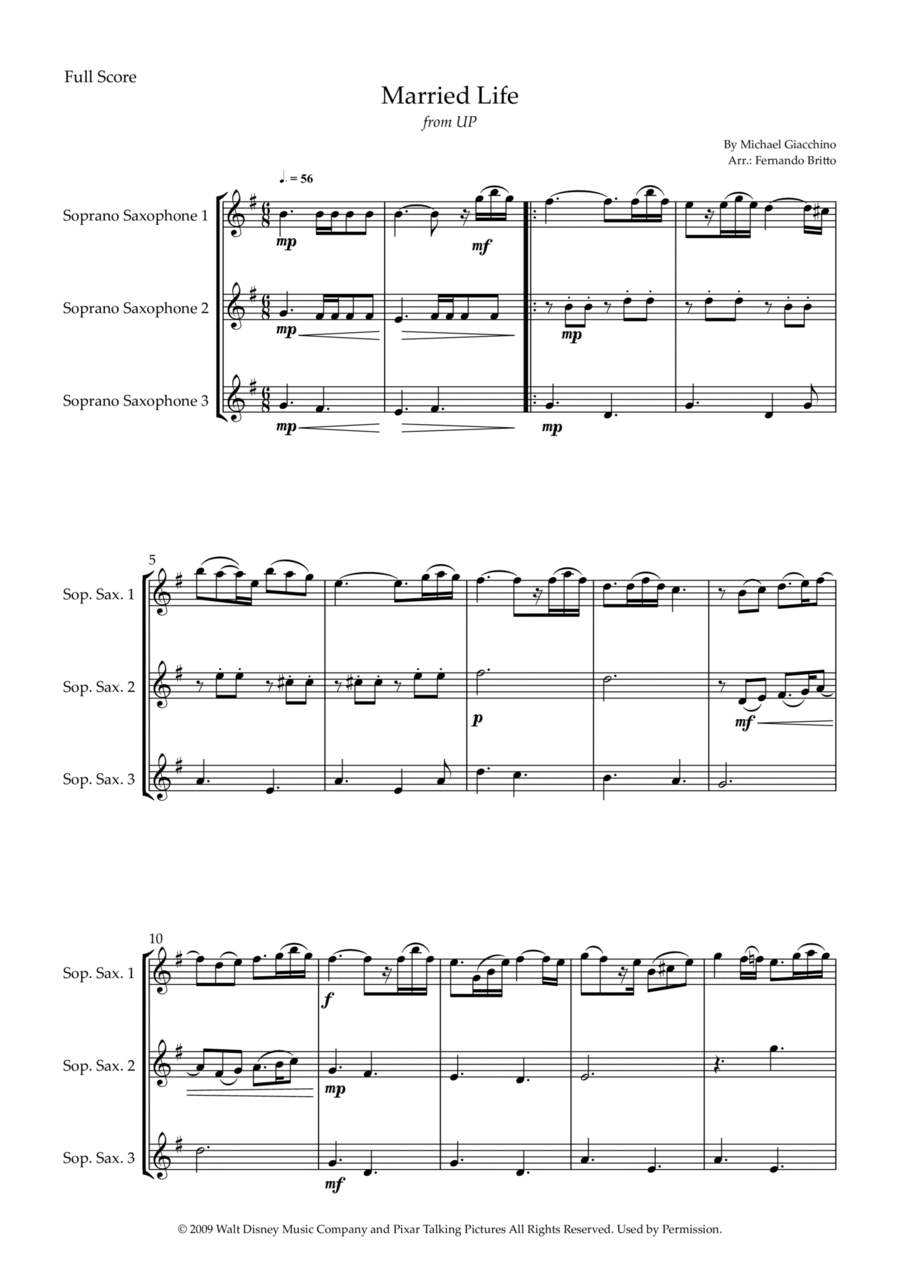Married Life Woodwind Trio scores gallery preview page 1