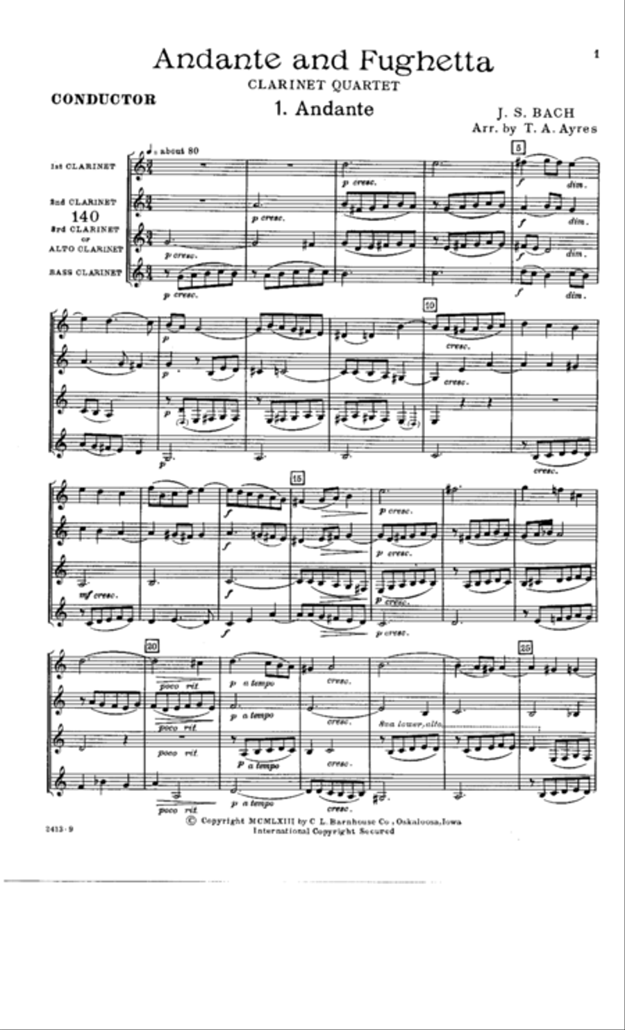Andante and Fughetta Clarinet Quartet scores gallery preview page 2