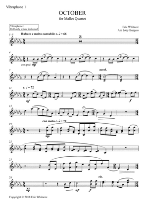October (Alleluia) for Mallet Quartet (arr. Joby Burgess) - Vibraphone 1
