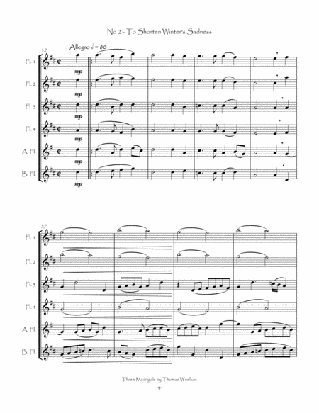 Three Weelkes Madrigals for Flute Choir image number null