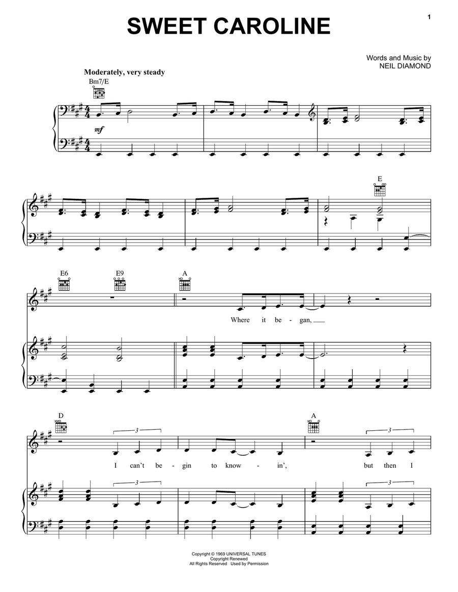 Sweet Caroline Sweet Caroline Acoustic Guitar scores gallery preview page 1