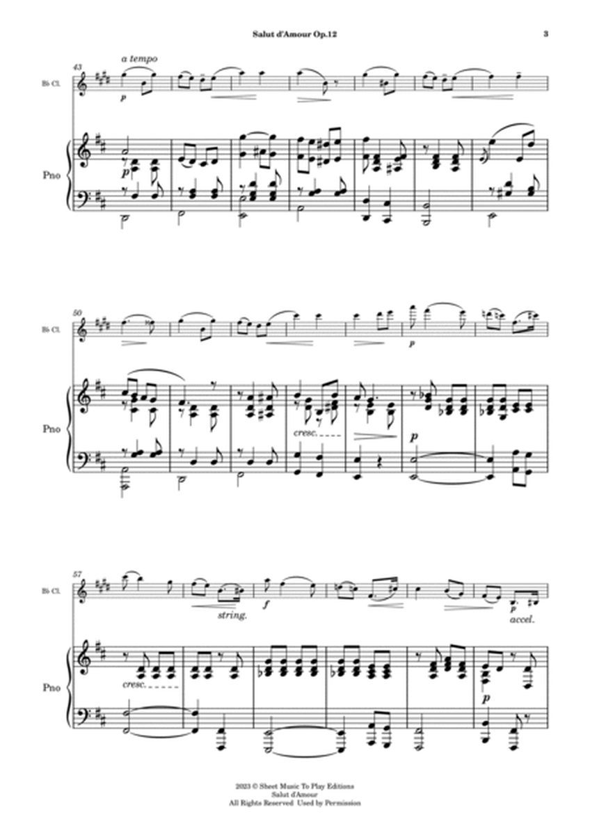 Salut d'Amour by Elgar - Bb Clarinet and Piano (Full Score and Parts) image number null