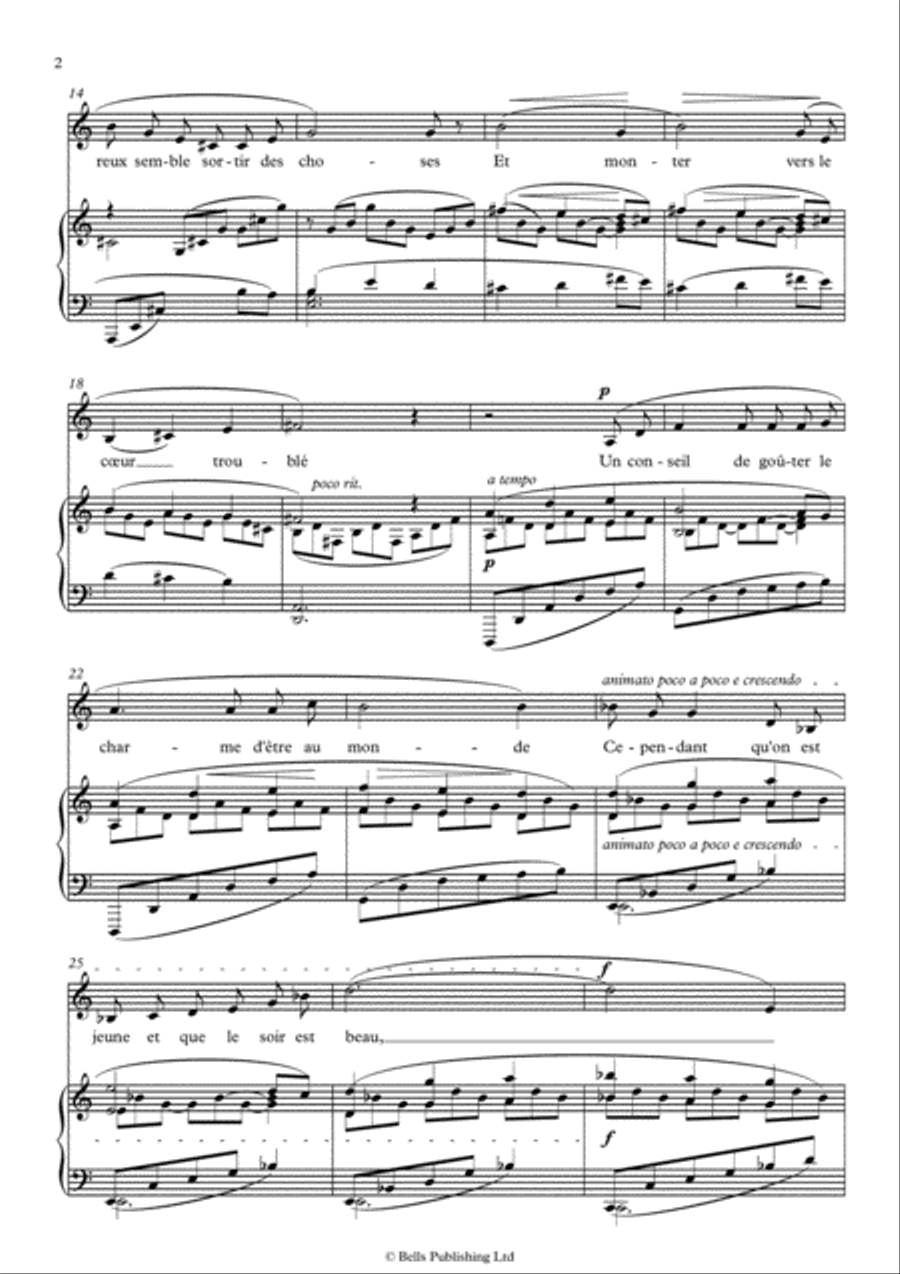 Beau soir (C Major) Voice Solo scores gallery preview page 2
