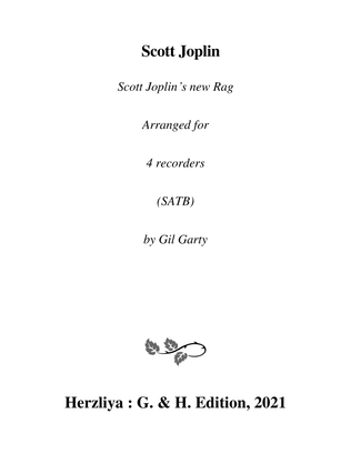 Book cover for Scott Joplin's new Rag (arrangement for 4 recorders)