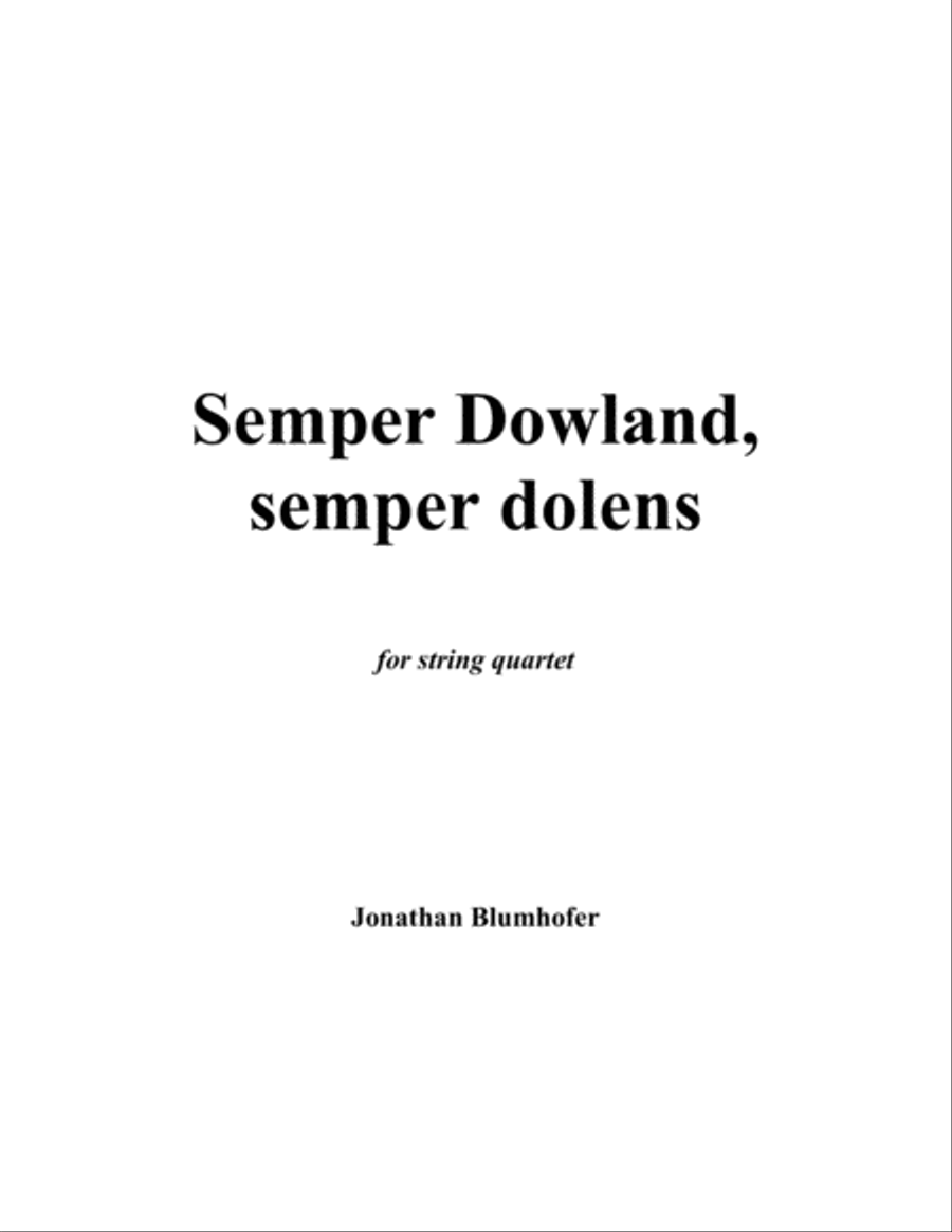 Semper Dowland, semper dolens String Quartet scores gallery preview page 1