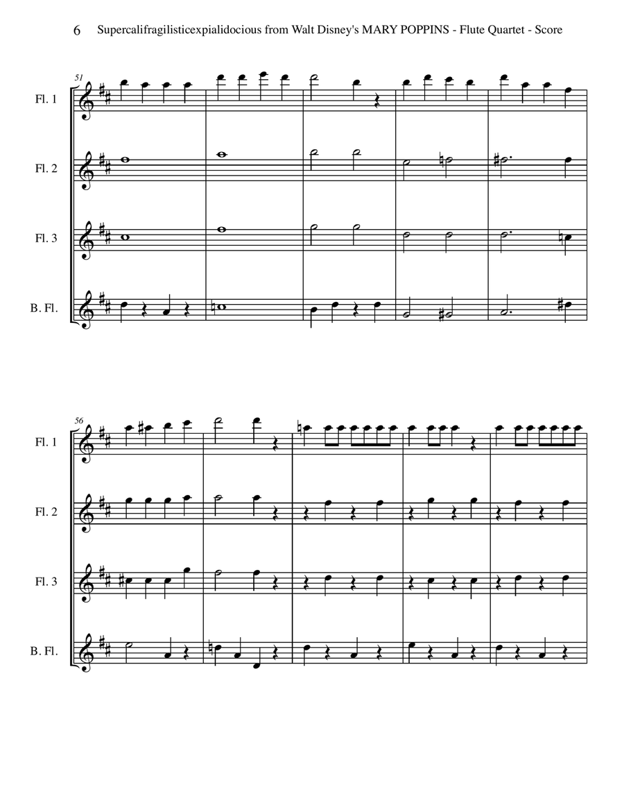 Supercalifragilisticexpialidocious from Walt Disney's MARY POPPINS Woodwind Quartet scores gallery preview page 6