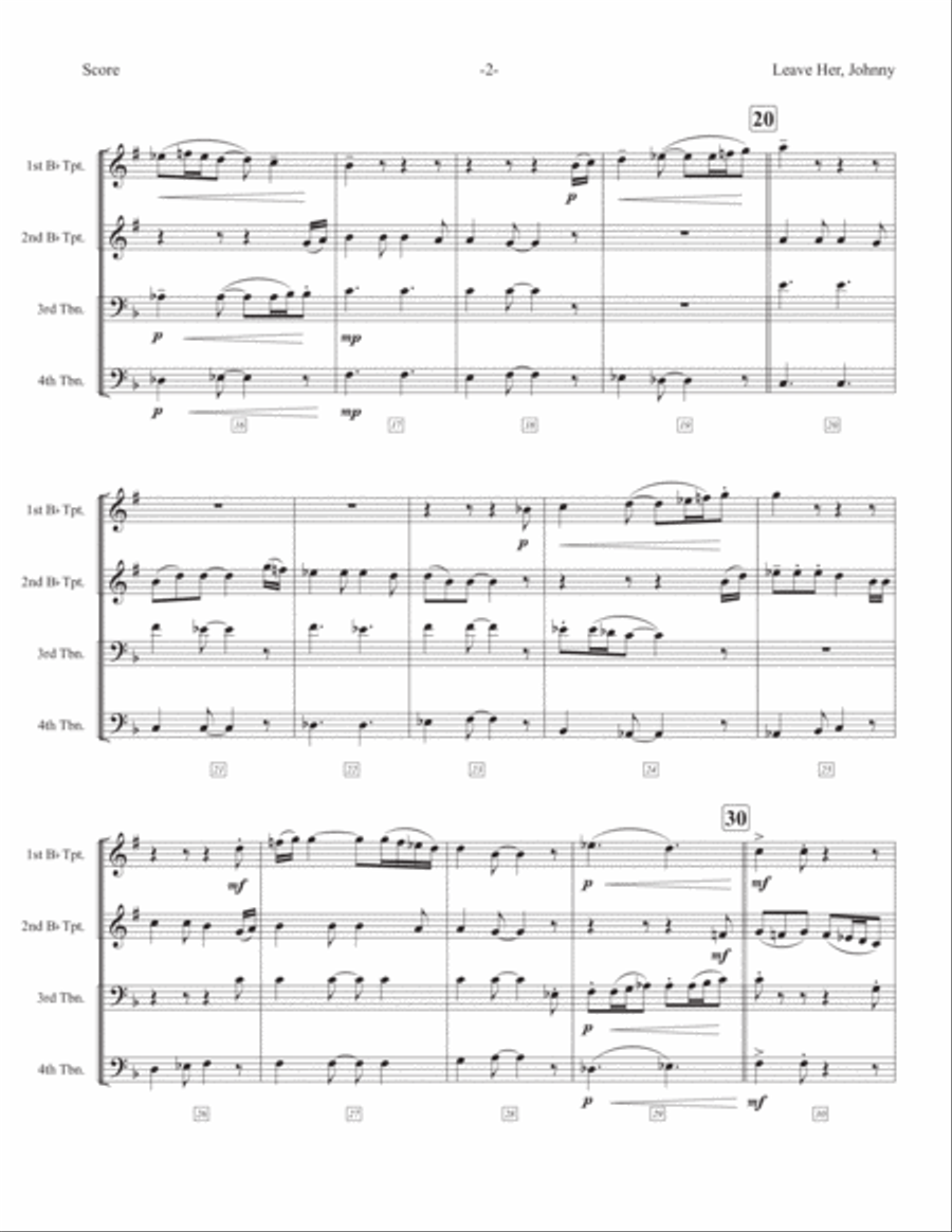 Leave Her Johnny Brass Ensemble scores gallery preview page 3