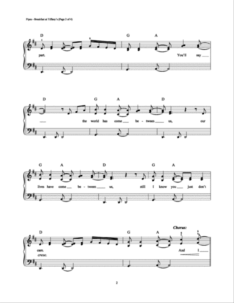 Breakfast at Tiffany's Breakfast at Tiffany's Easy Piano scores gallery preview page 2