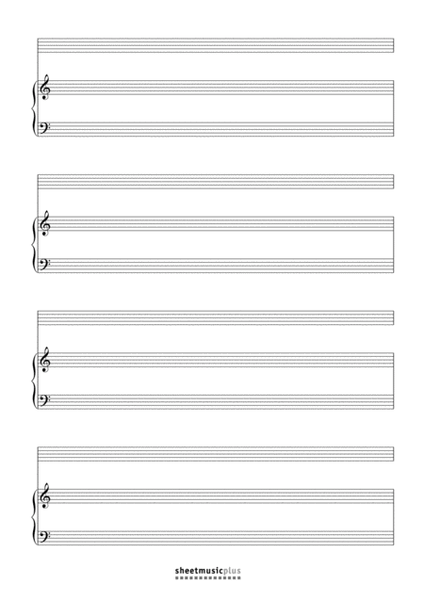 Blank Grand Staff Paper - With and Without Barlines - Print as