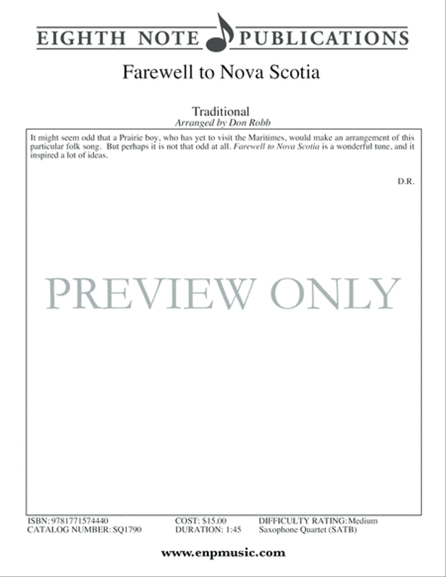 Farewell to Nova Scotia Small Ensemble scores gallery preview page 2
